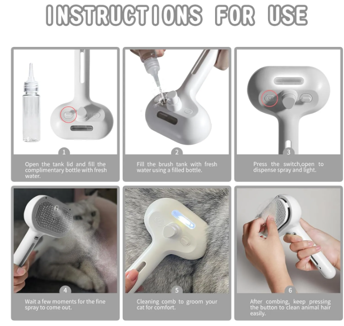 2-in-1 Pet Spray Grooming Brush