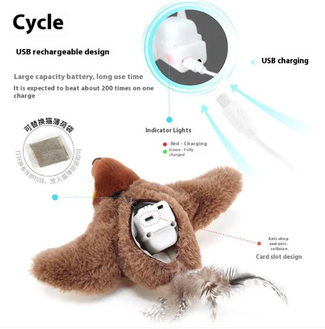 Rechargeable Flapping Bird Cat Toy
